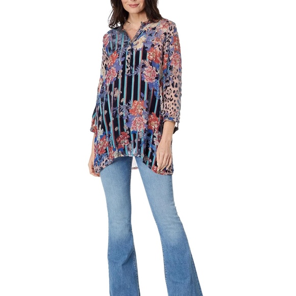 NWT Johnny WasOntari Burnout Tunic Blouse Top $295 - SM L